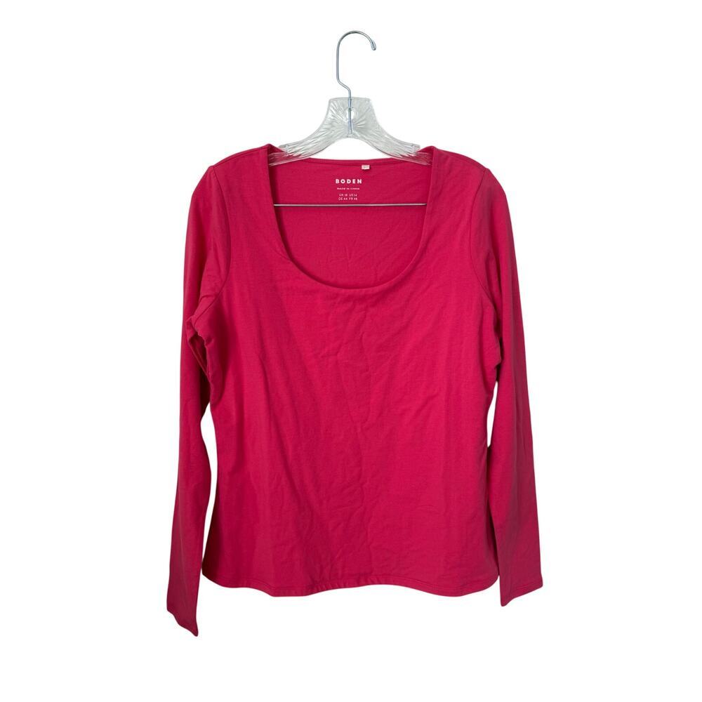 Boden Basic Long Sleeve Scoop Neck Pink Top Size US 14